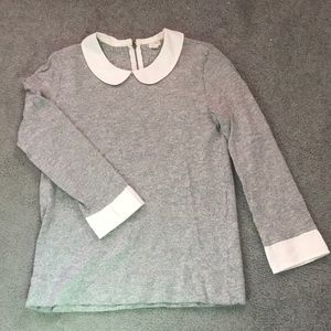 Gray J Crew Sweater w/ Peter Pan Collar, Size XXS